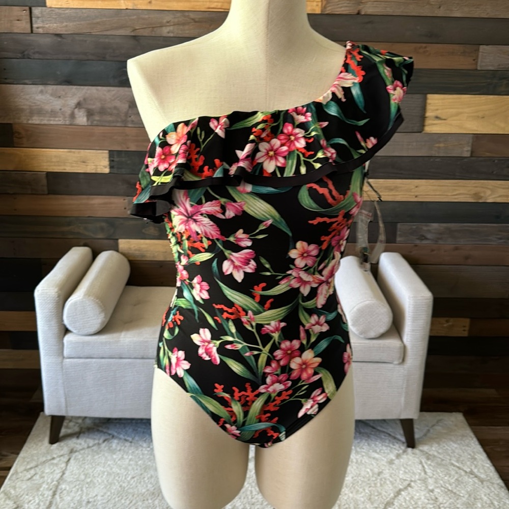 Black Colourful Floral Women’s Swimsuit Carmen Marc Valvo